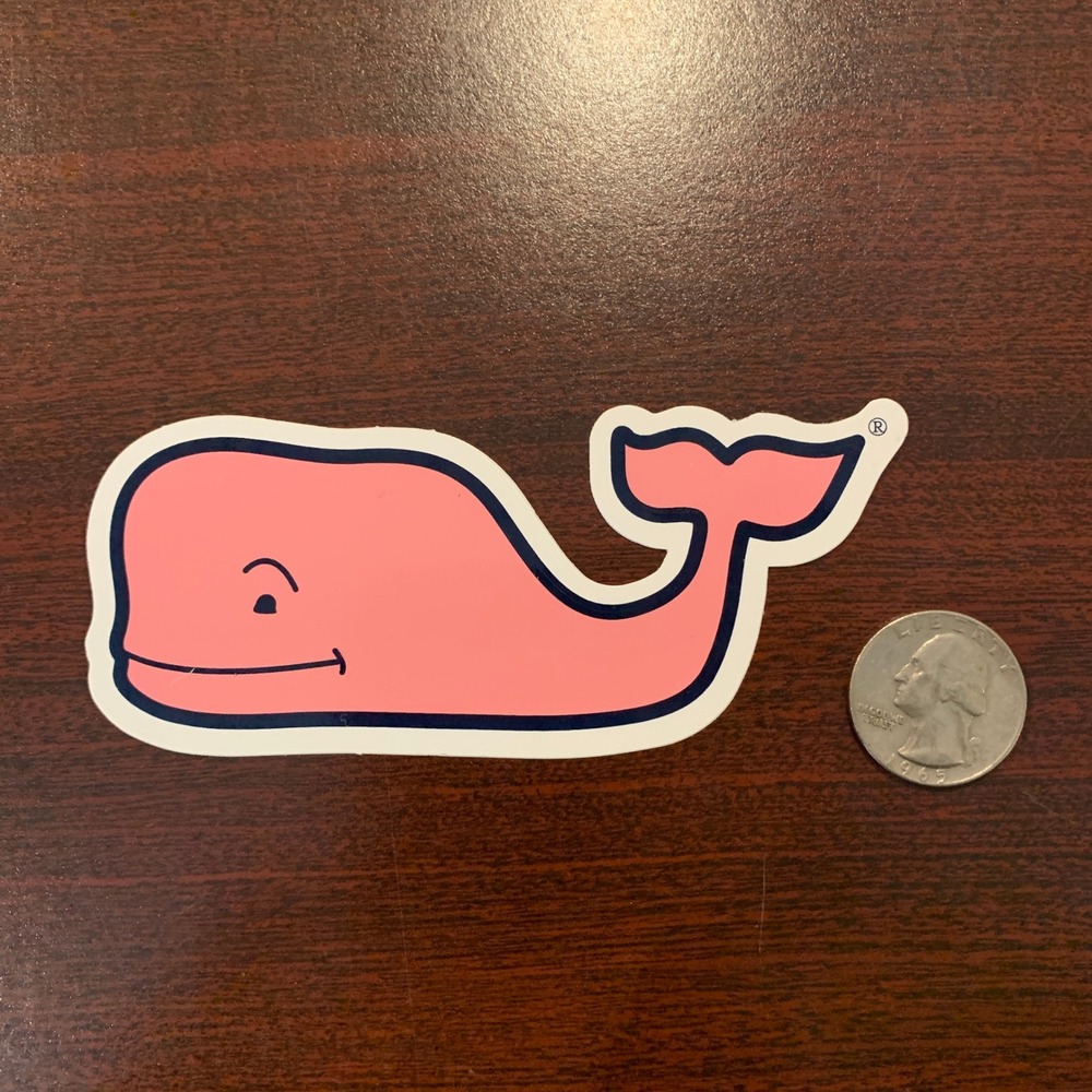 Vineyard Vines Pink Whale Logo Sticker Decal EDSFTG Preppy Coastal Accessory